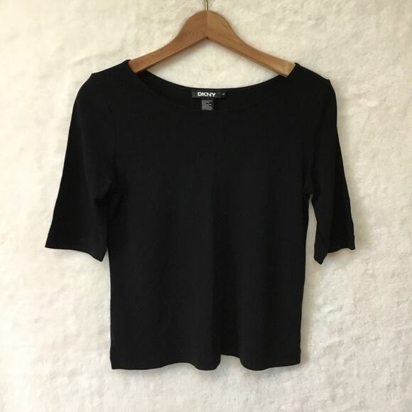 DKNY Black Quarter Sleeve Top - Picture 1 of 8